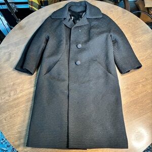Vtg1950s Len Artel Belgian Woven Ribbed Swing Coat Black Imperial Room 5th Ave